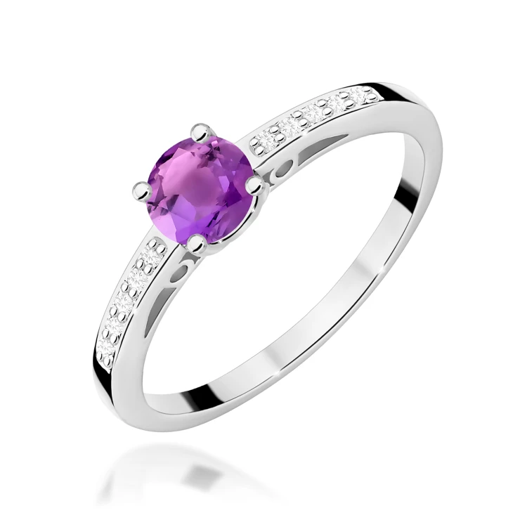 Pierścionek Ametyst 0,50ct białe złoto