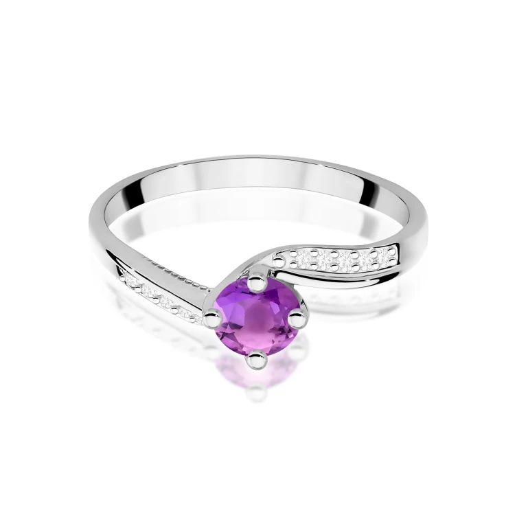 Elegancki pierścionek z Ametystem 0,50ct białe złoto