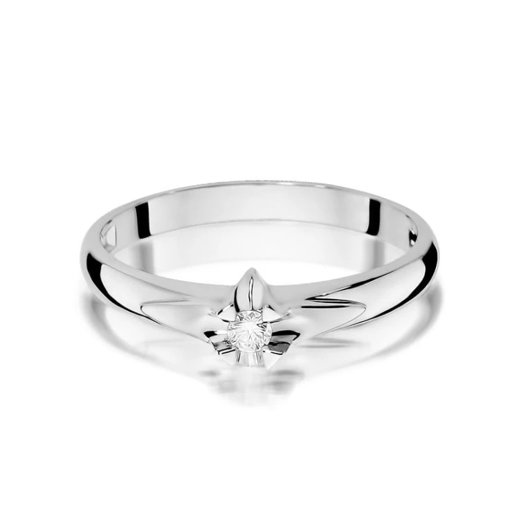 Pierścionek w finezyjnej oprawie Diament 0,04ct białe złoto