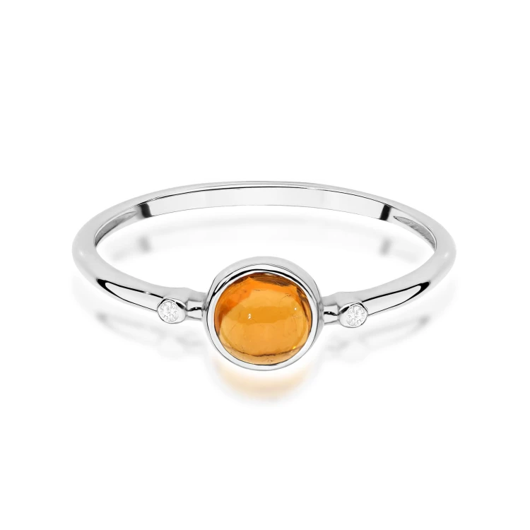 Pierścionek z żółtym Turmalinem 0,60ct białe złoto
