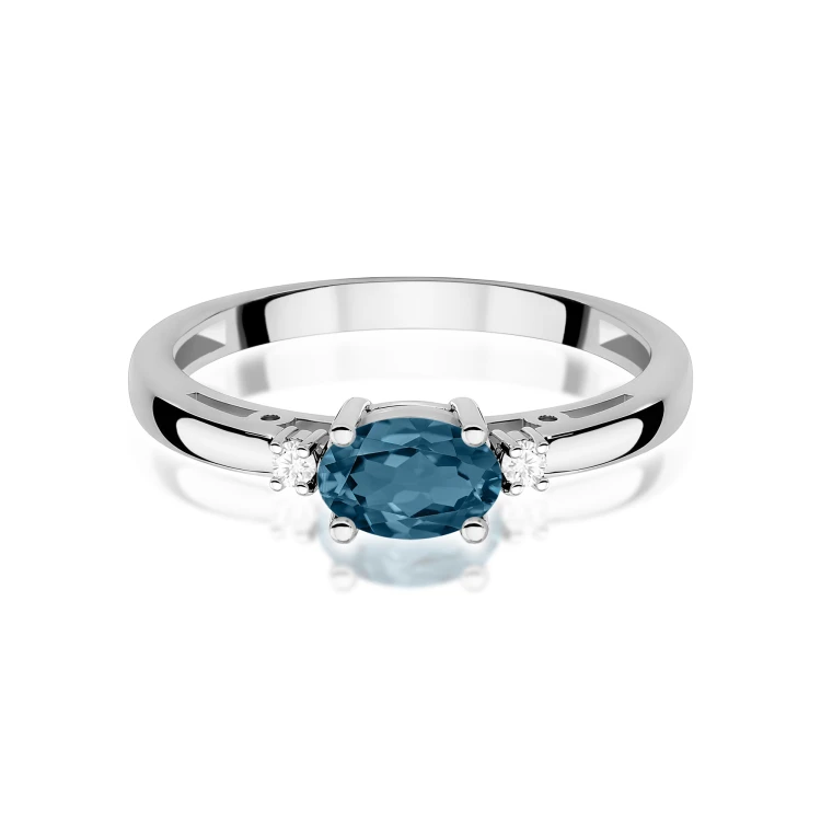 Pierścionek owalny Topaz London Blue 0,50ct białe złoto