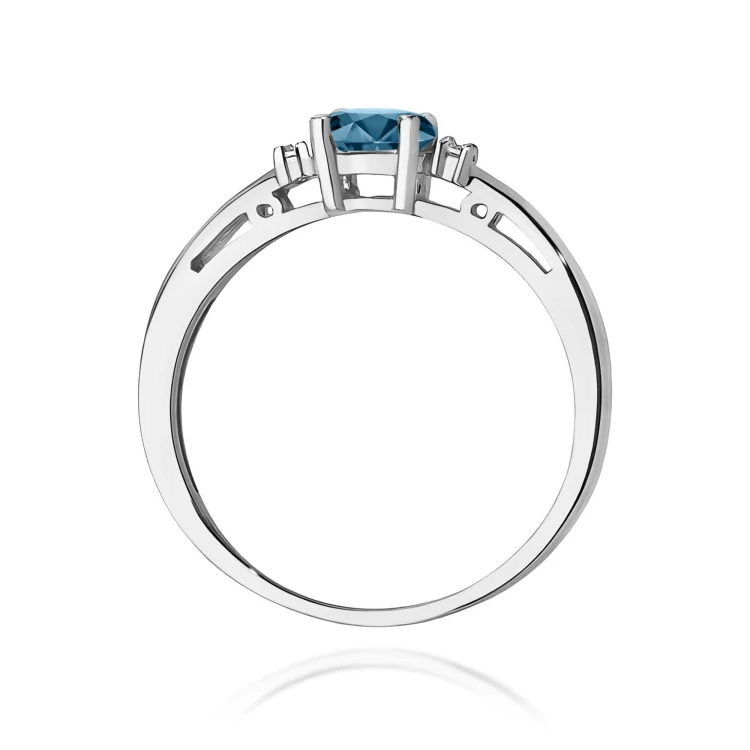 Pierścionek owalny Topaz London Blue 0,50ct białe złoto