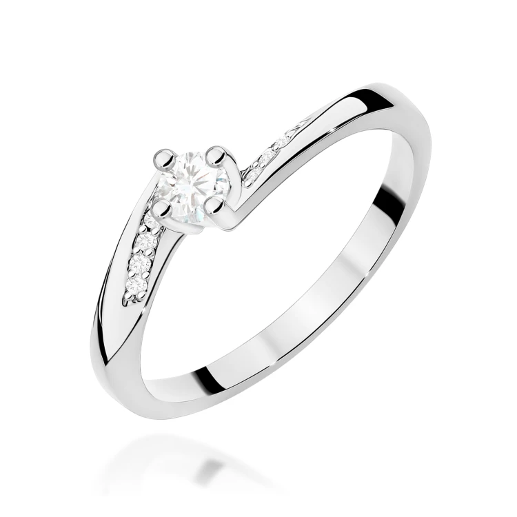 Pierścionek Diament 0,10ct białe złoto