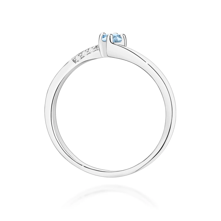 Pierścionek Diament Laboratoryjny niebieski 0,15ct białe złoto
