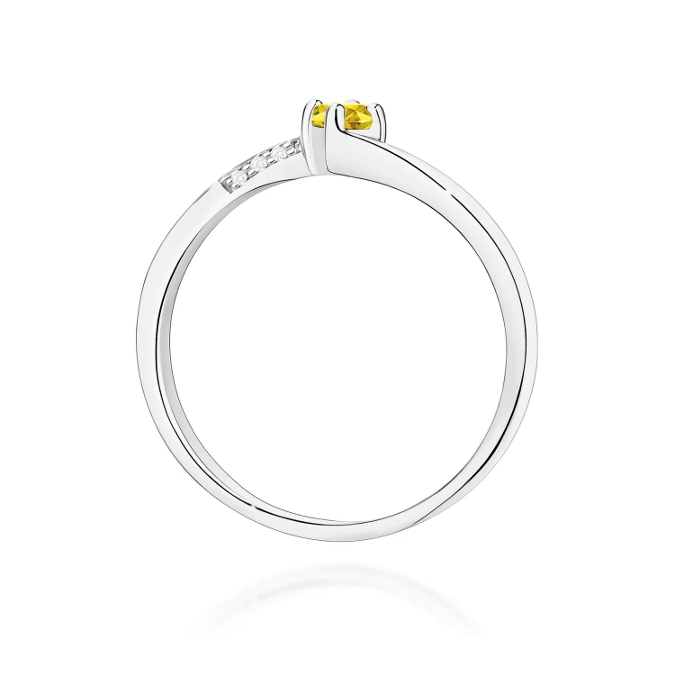 Pierścionek Diament Laboratoryjny żółty 0,15ct białe złoto