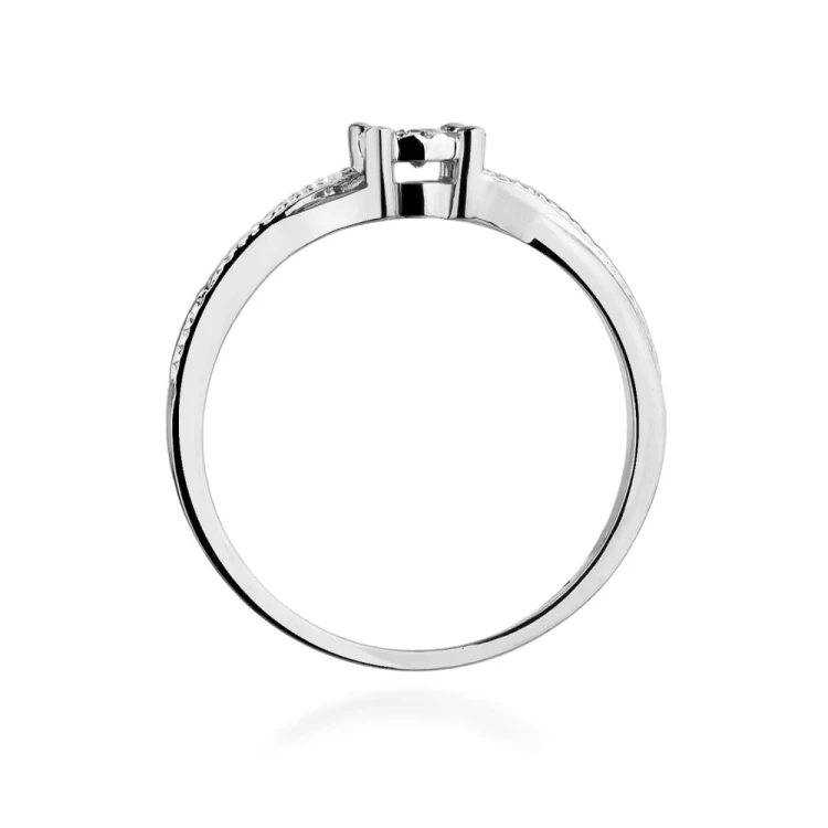 Pierścionek z białego złota z brylantem 0,08 ct