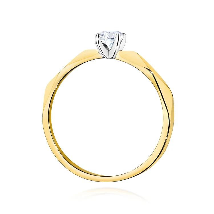 Pierścionek z fasetowaną szyną z diamnetem 0,15 ct