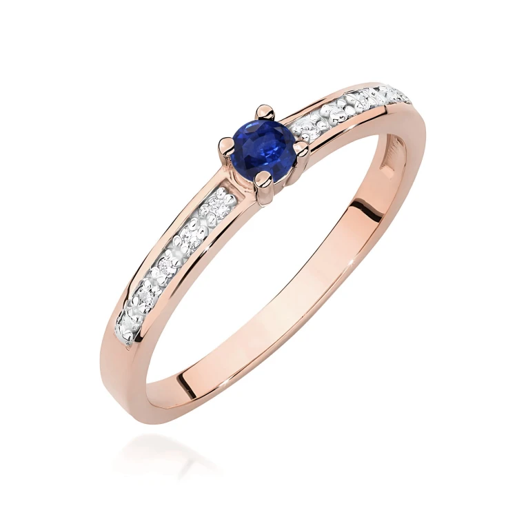 Pierścionek Szafir 0,15ct różowe złoto