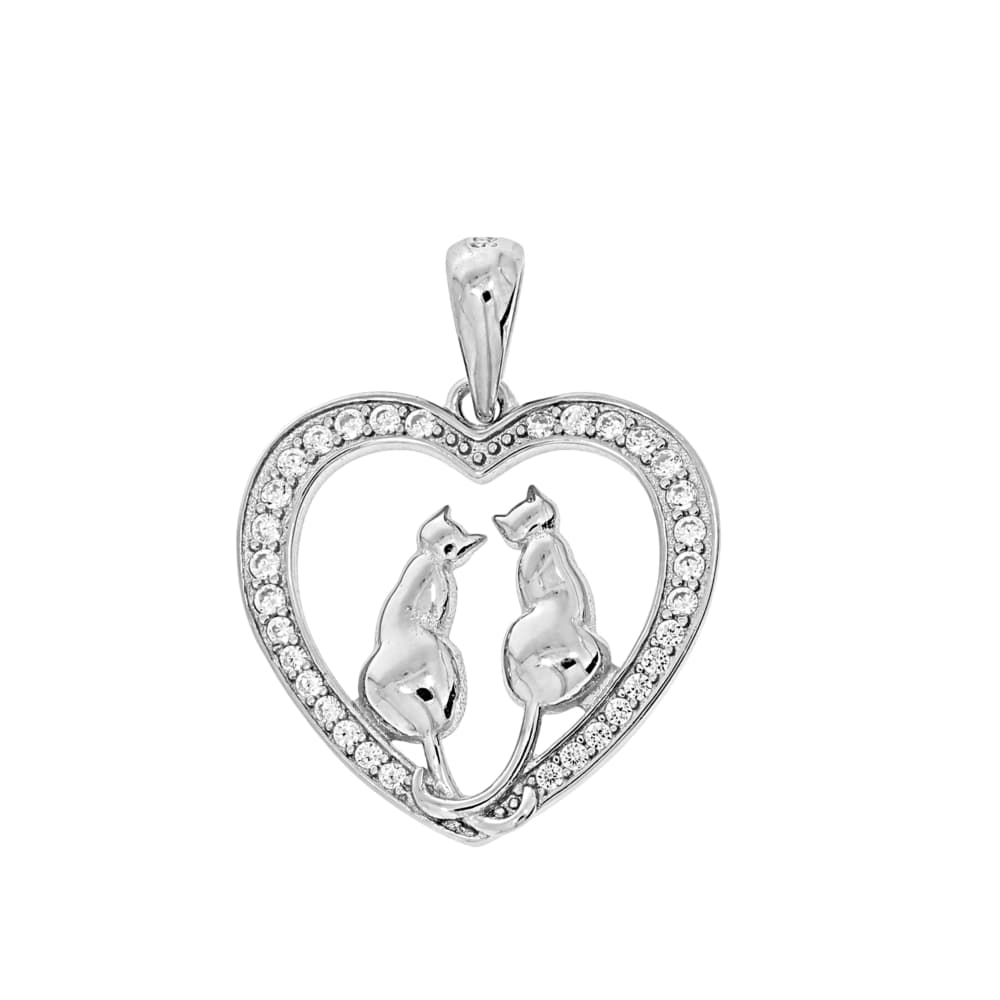 Srebrna zawieszka kotki z cyrkoniami