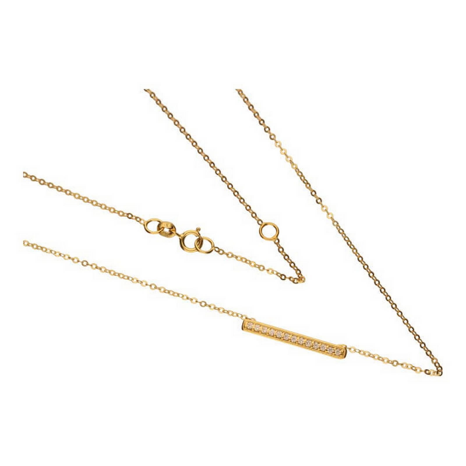 Złoty naszyjnik z prostokątem zdobiony cyrkoniami