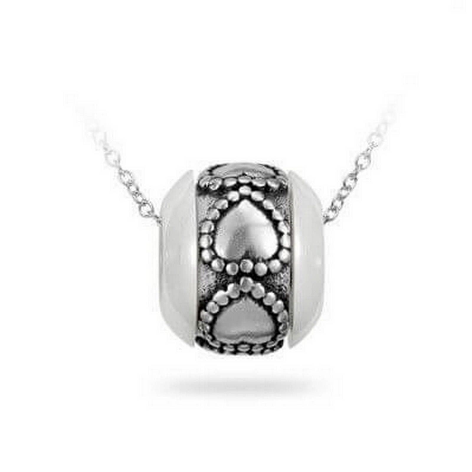 Srebrna zawieszka beads z sercami