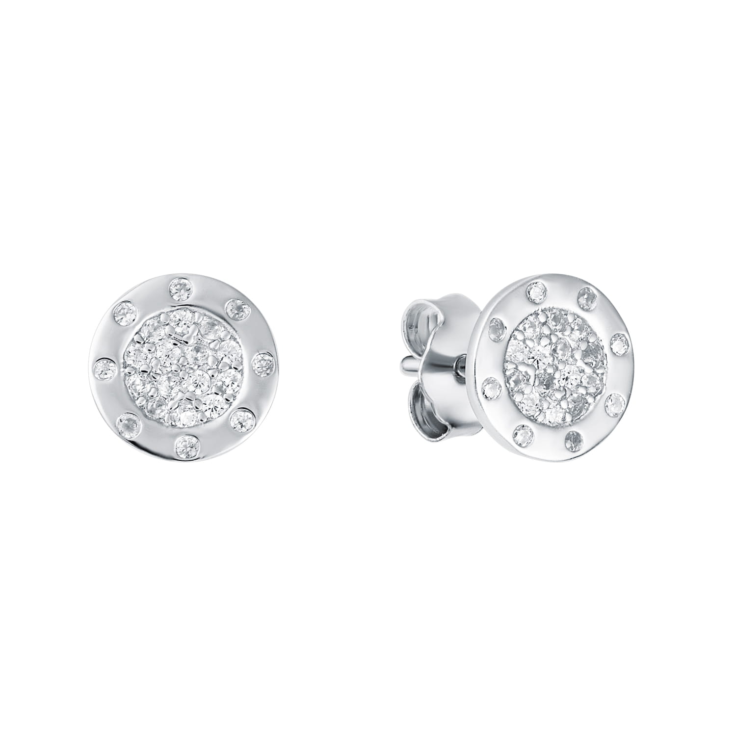 Srebrne kolczyki kółeczka z cyrkoniami