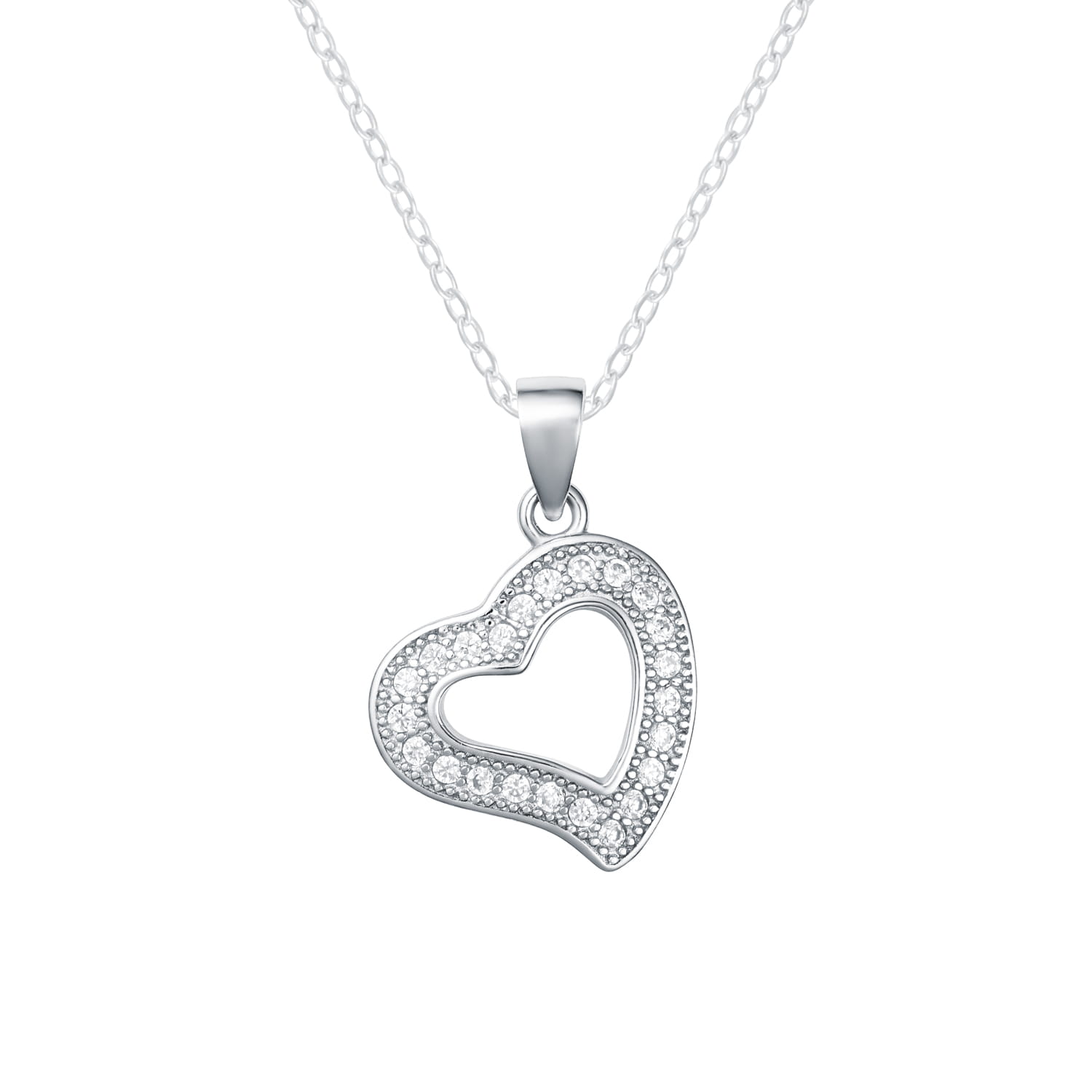 Srebrna zawieszka serduszko z cyrkoniami