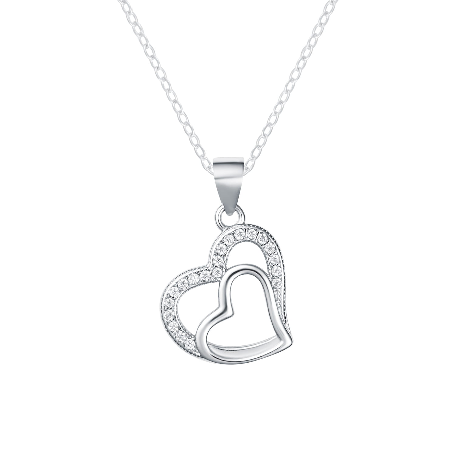 Zawieszka ze srebra serce w sercu