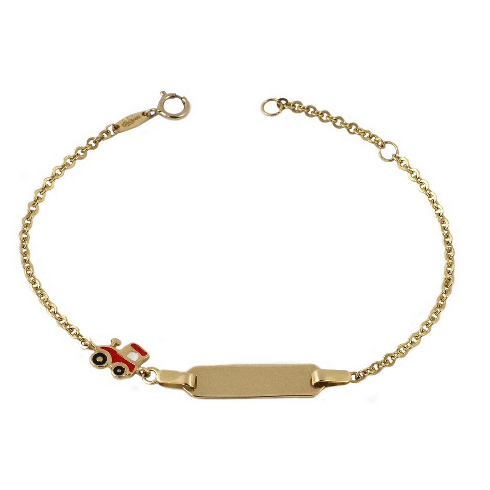 Złota bransoletka z kolorowym traktorem