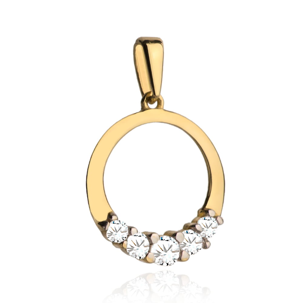 Zawieszka złoty ring z cyrkoniami na dole 0,95g