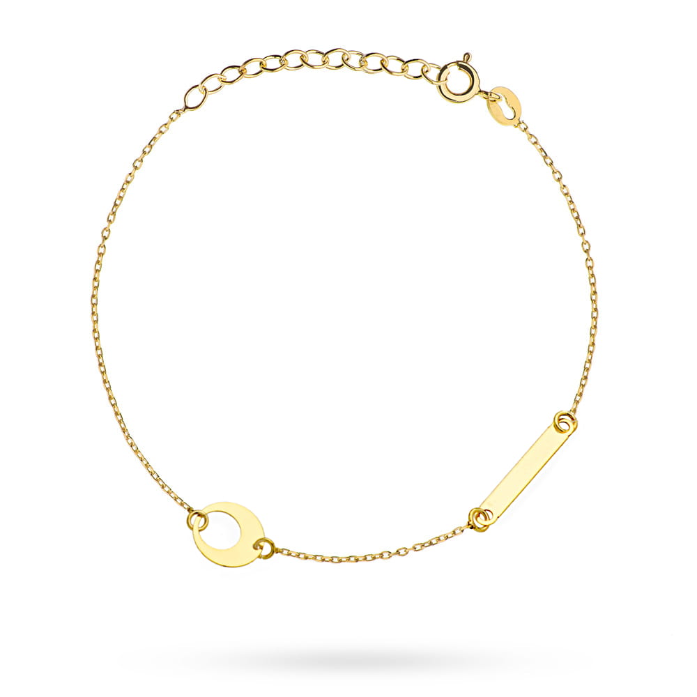 Bransoletka złota kółko w kole i blaszka