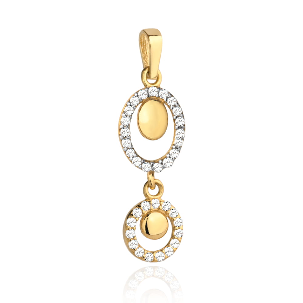 Zawieszka złota owal i kółko z cyrkoniami w pionie 0.94g