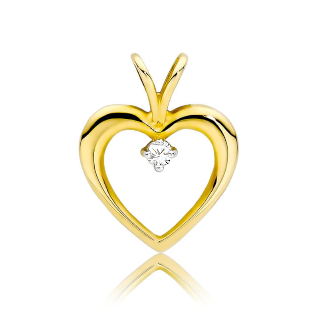 Zawieszka kontur serca z centralnym kamieniem duża 0.85g