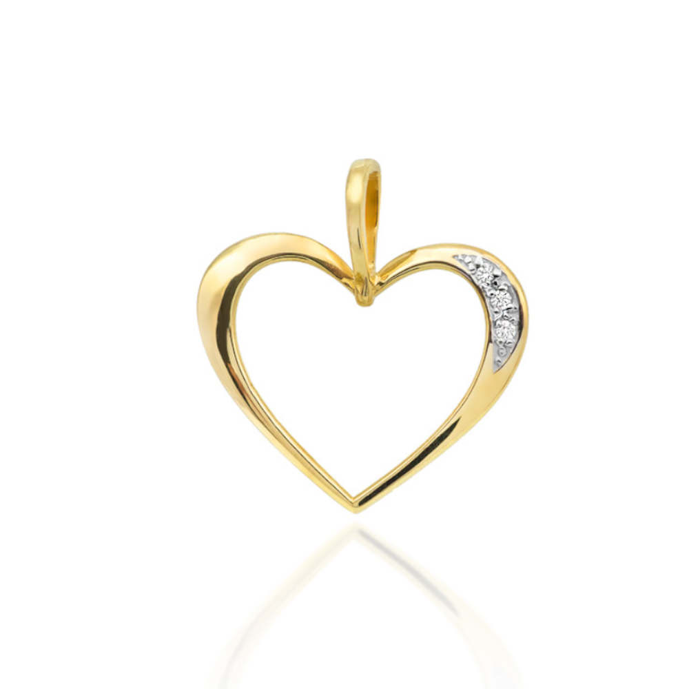 Zawieszka złoty kontur serca z cyrkoniami 0.72g