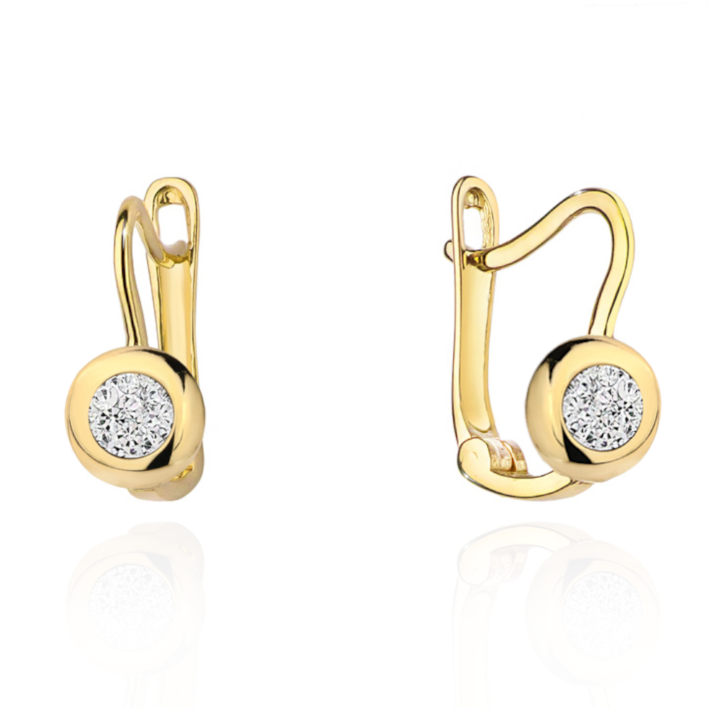 Kolczyki złoty ring wypełniony cyrkoniami 1.09g