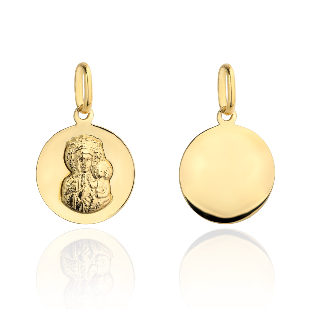 Medalik Matka Boska Częstochowska gładkie złote koło pr. 585 0.7g