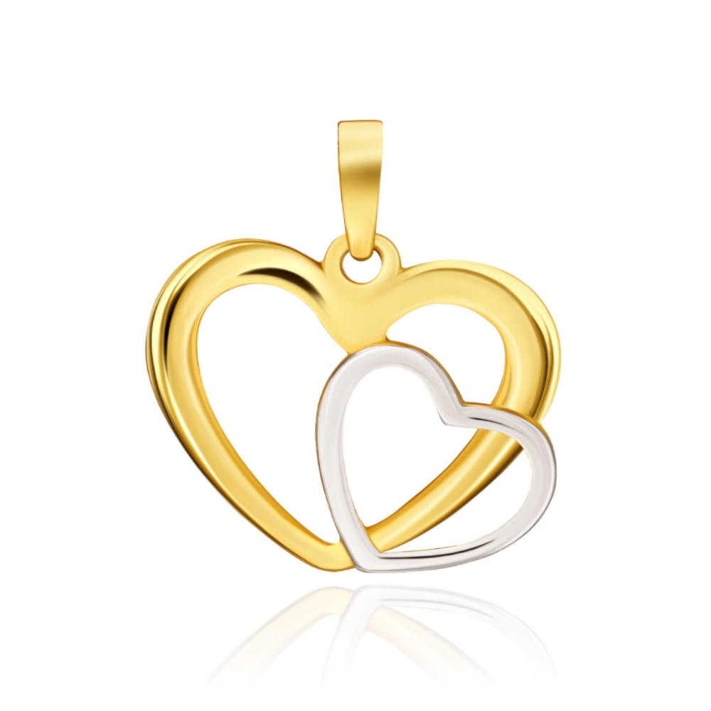 Zawieszka splecione serduszka w dwóch kolorach złota 0.56g