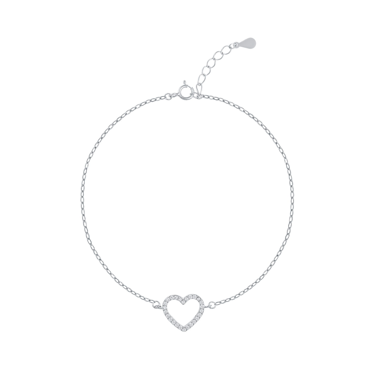 Srebrna bransoletka z sercem z cyrkonami