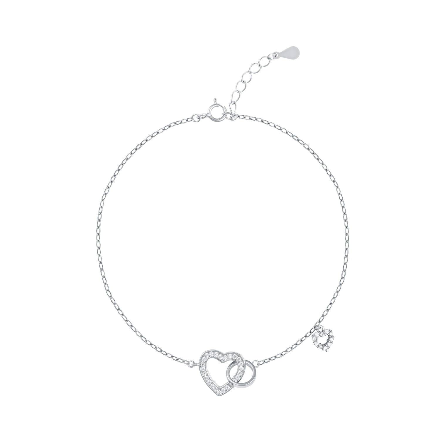 Srebrna bransoletka z sercem z kółeczkiem