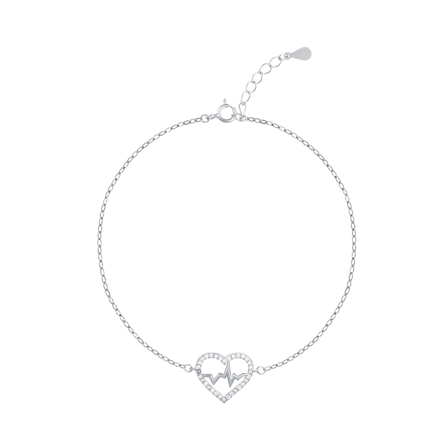 Srebrna bransoletka z sercem z linią życia