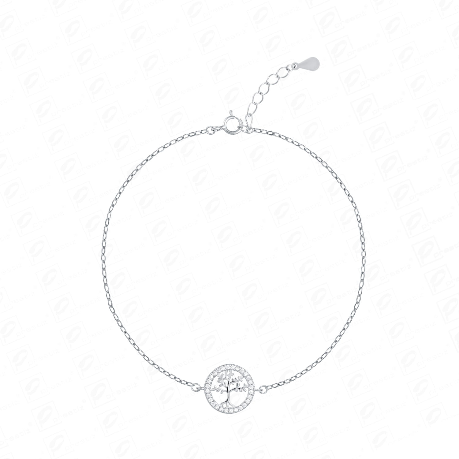 Srebrna bransoletka z kółkiem z drzewkiem szczęścia