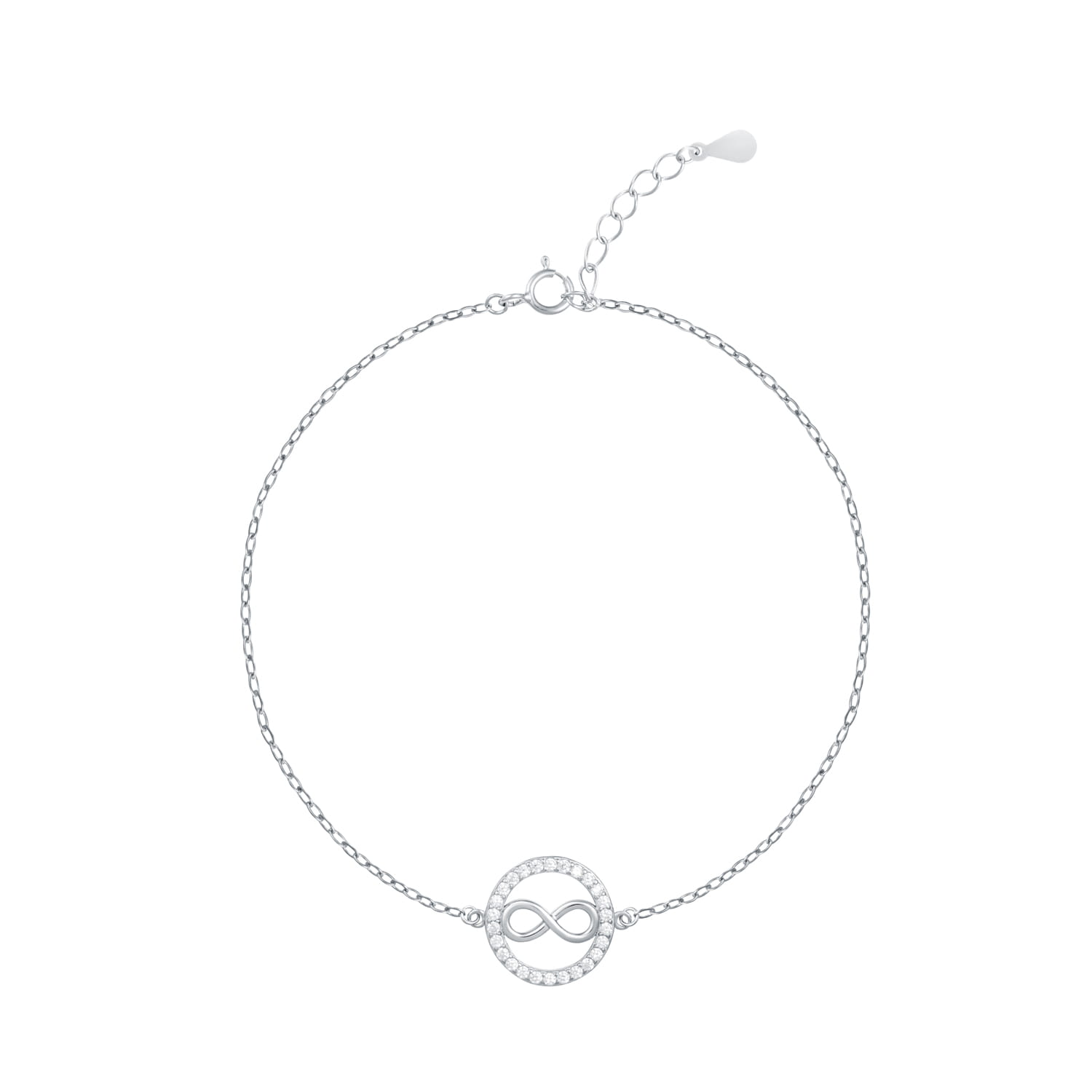 Srebrna bransoletka z kółkiem ze znakiem nieskończoności