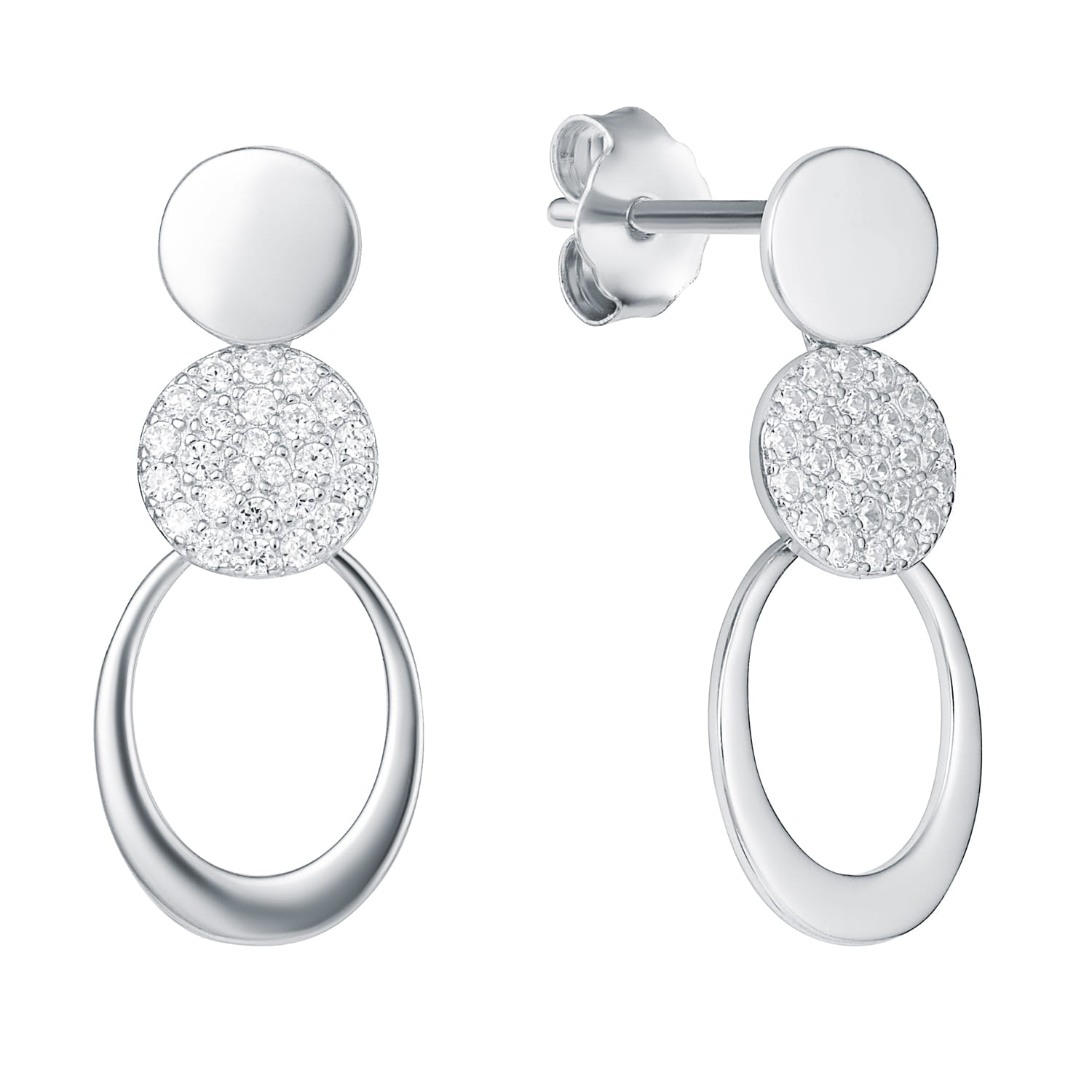 Kolczyki wiszące srebrne trzy kółeczka