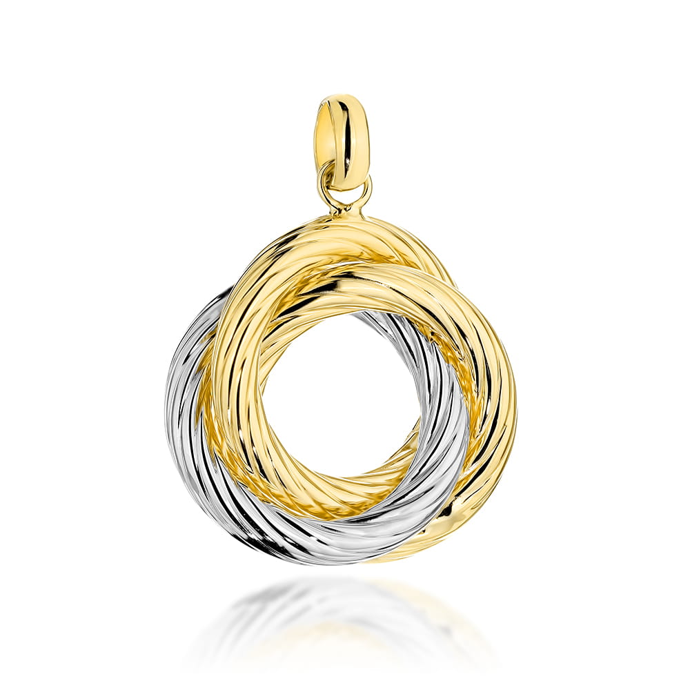 Zawieszka złota plecione kółko w dwóch kolorach złota