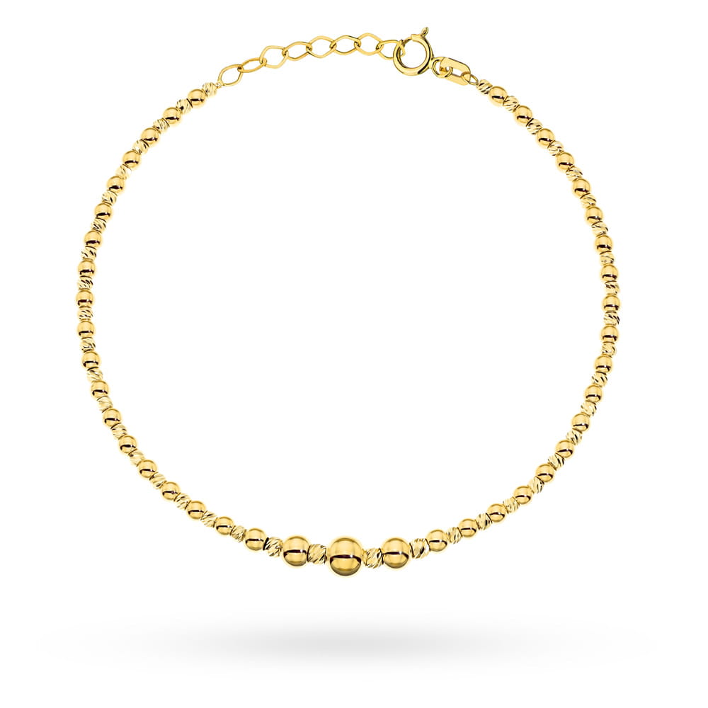 Bransoletka złota gładkie i diamentowane kuleczki