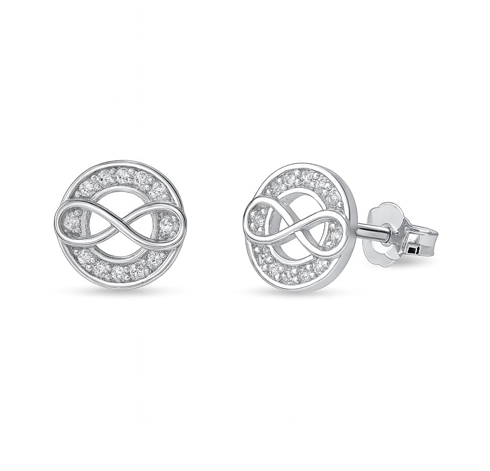 Kolczyki kółeczka z cyrkoniami z nieskończonością