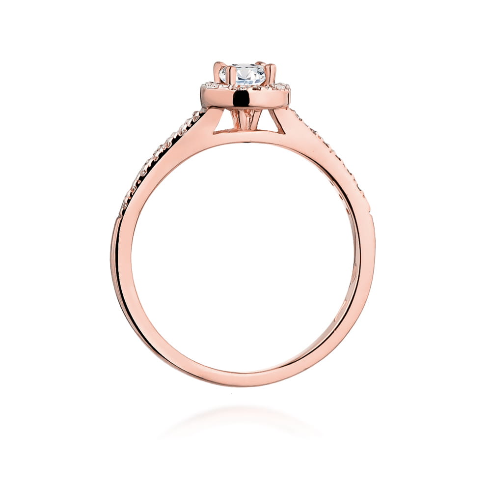 Efektowny pierścionek z różowego złota z brylantami