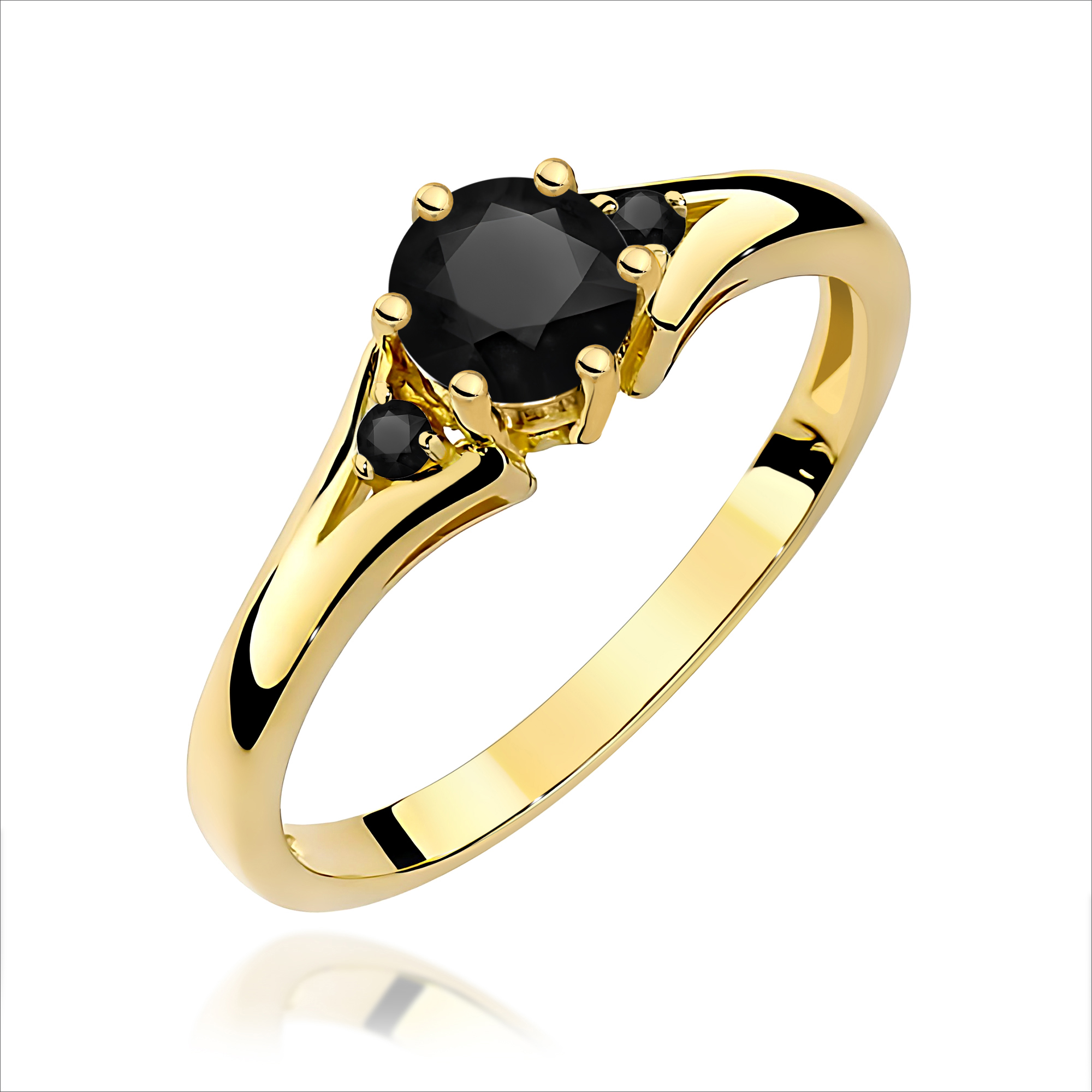 Pierścionek ze złota z czarnymi brylantami