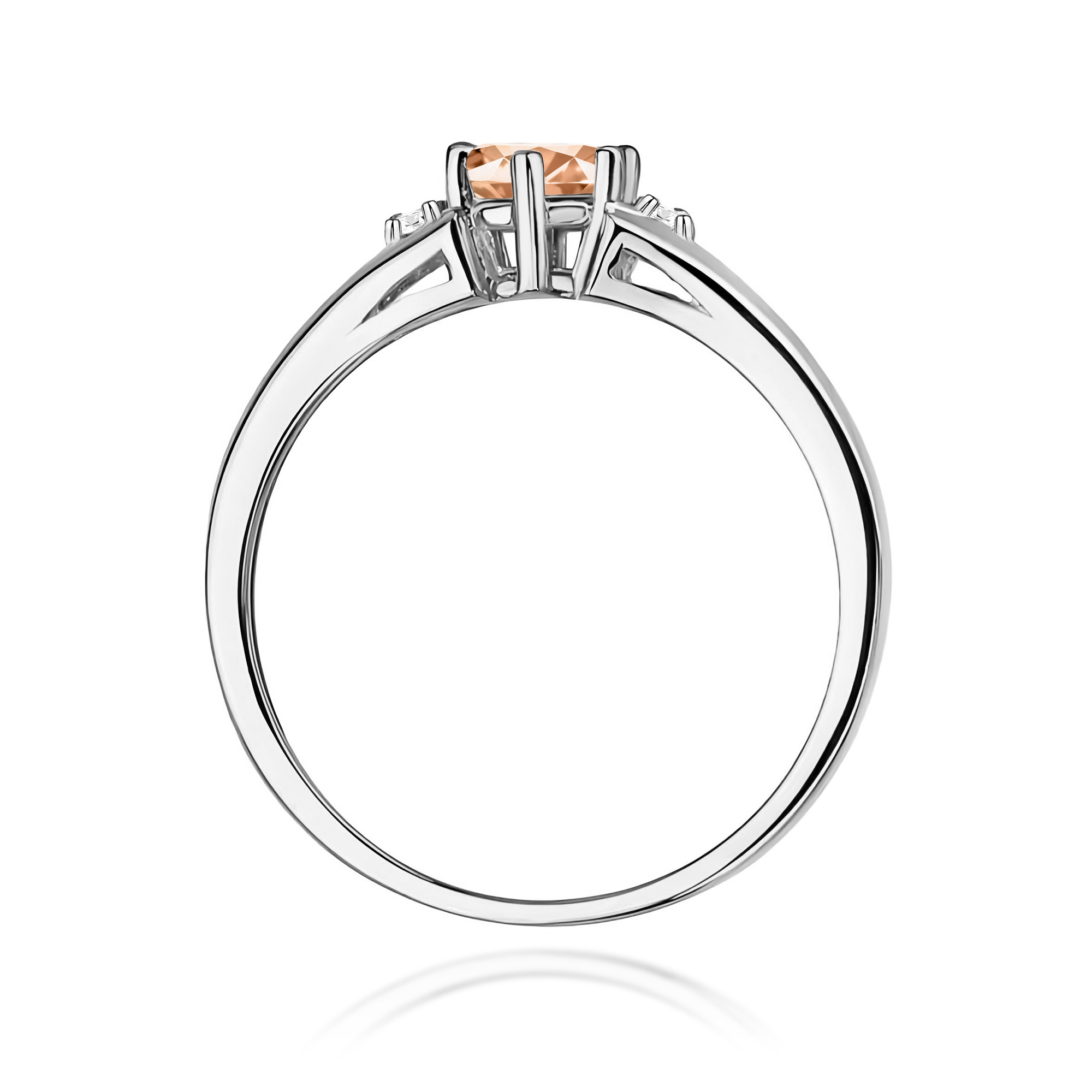 Pierścionek z białego złota z Morganitem i brylantami