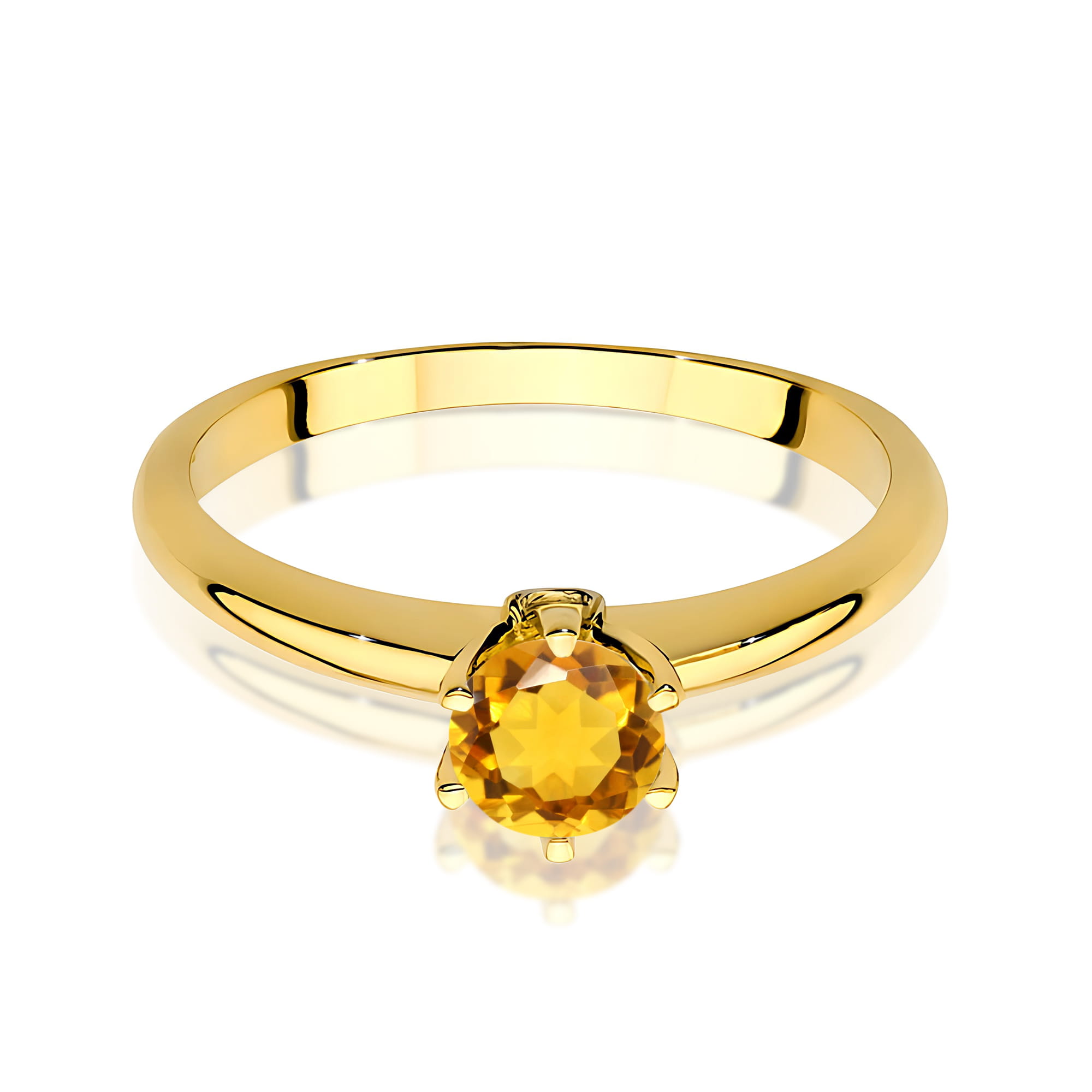 Klasyczny pierścionek z Cytrynem i brylantami