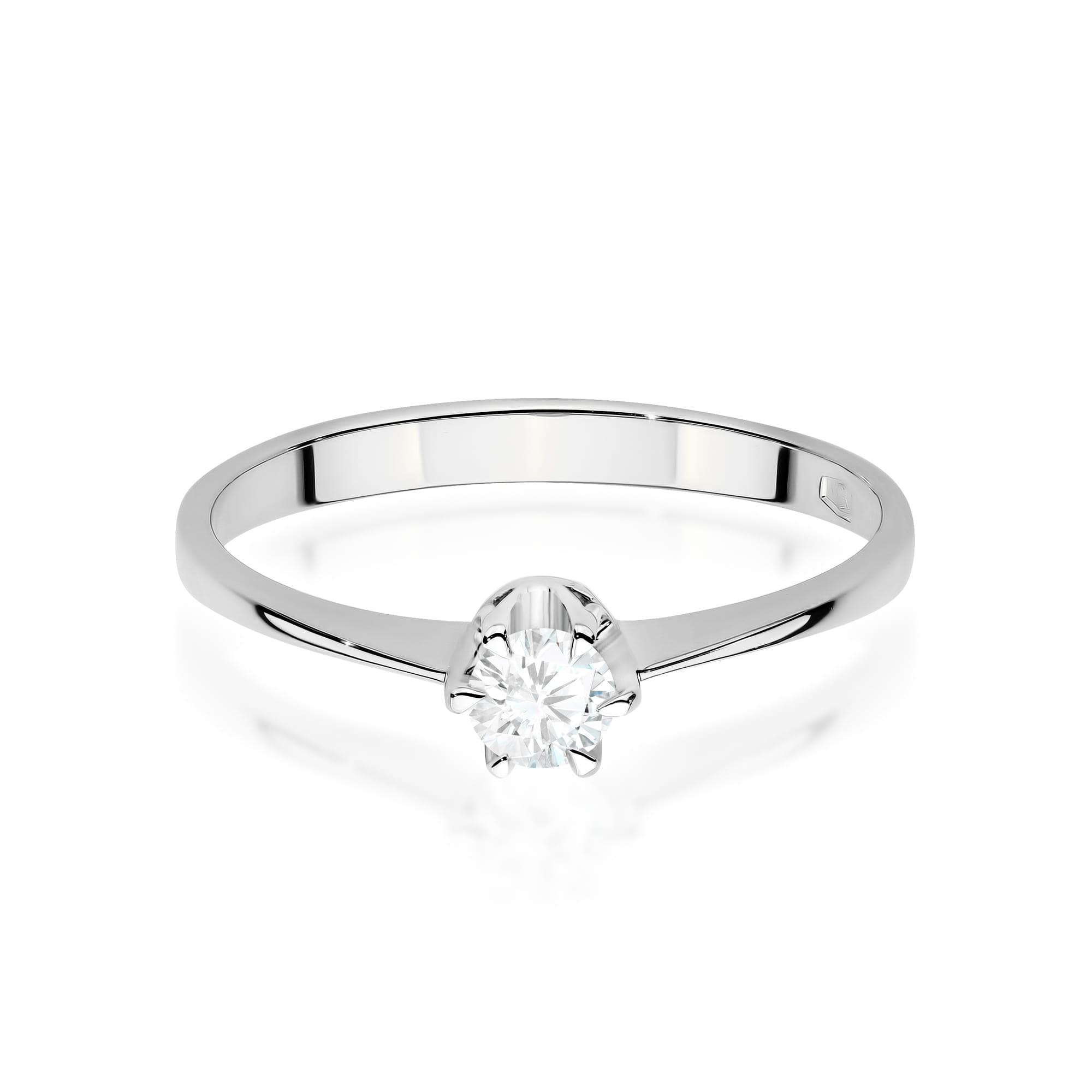 Pierścionek z białego złota z brylantem laboratoryjnym 0,20 ct