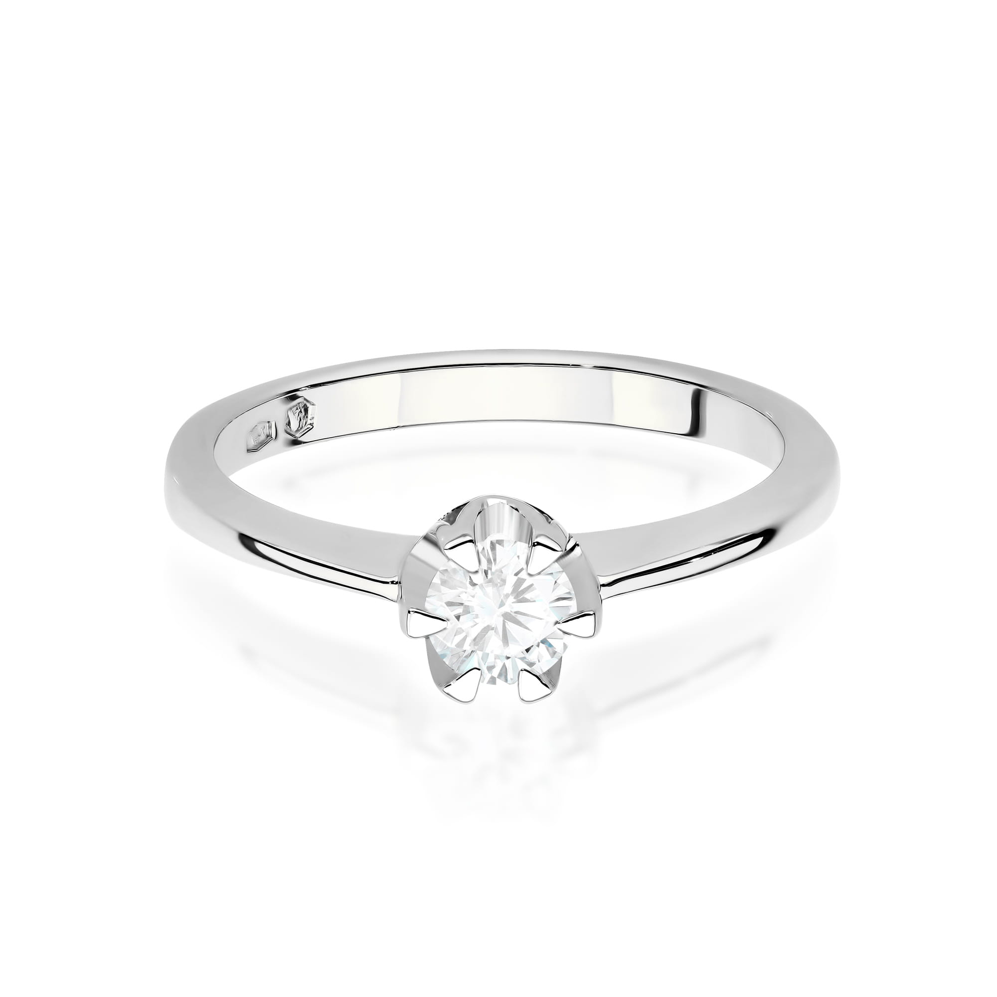 Pierścionek z białego złota z brylantem laboratoryjnym 0,40 ct