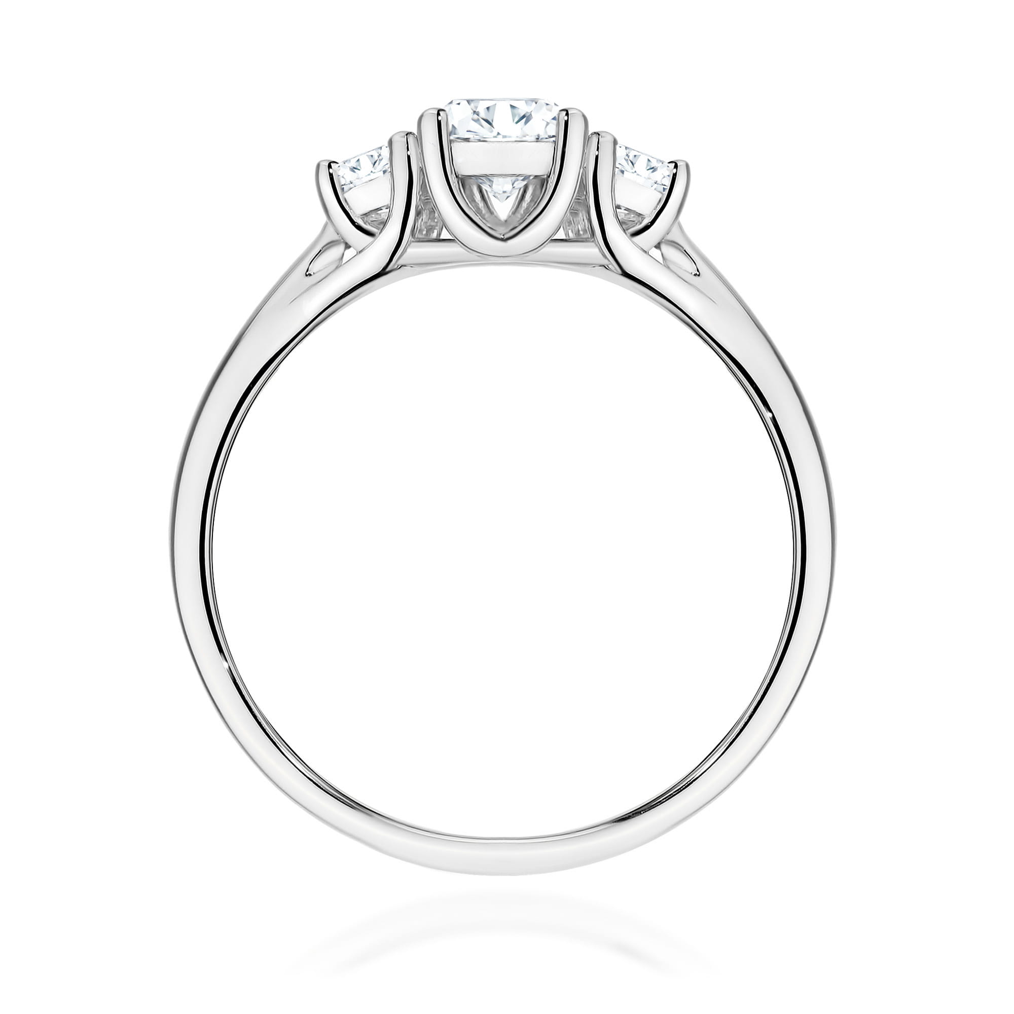 Pierścionek z białego złota z trzema brylantami laboratoryjnymi