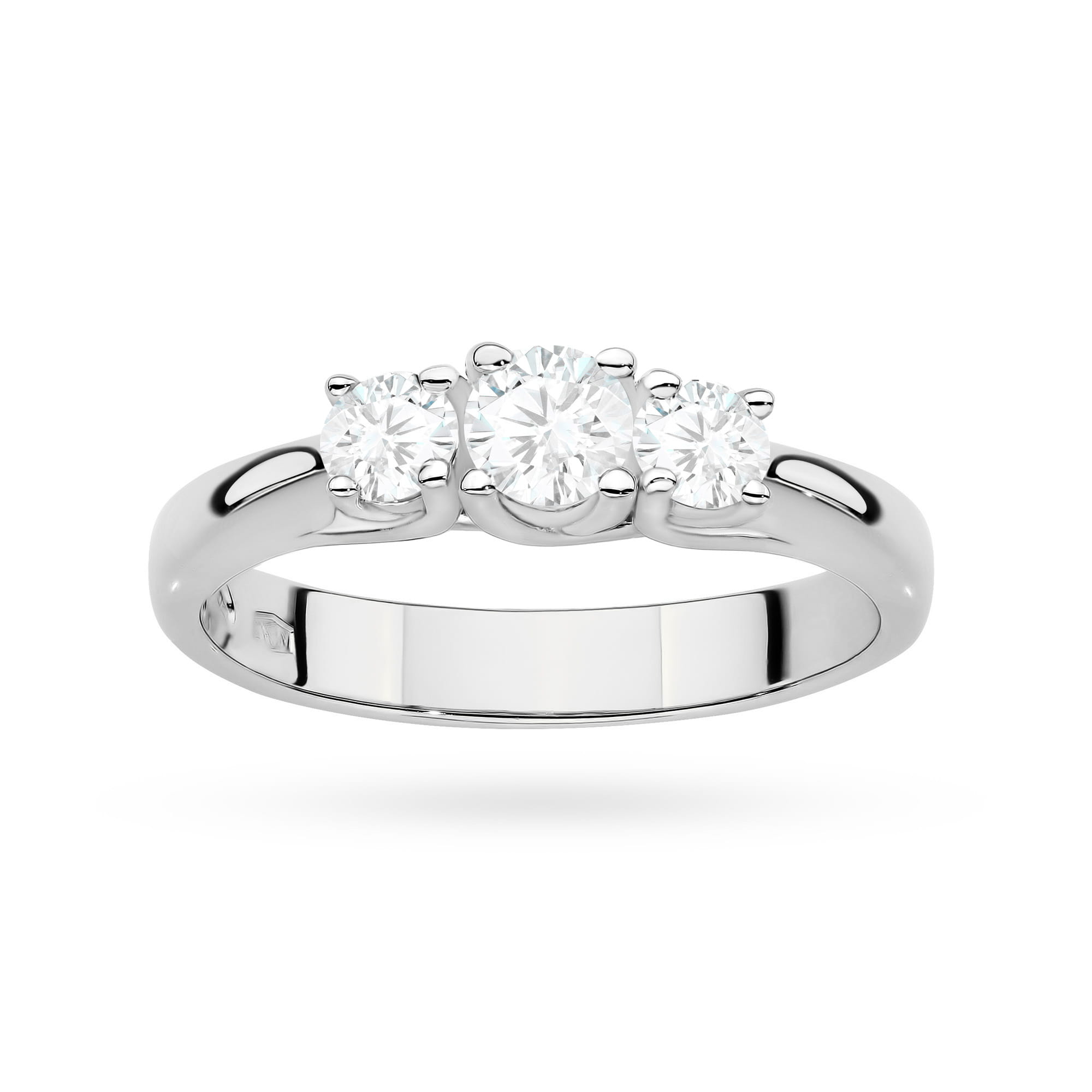 Pierścionek z białego złota z trzema brylantami laboratoryjnymi