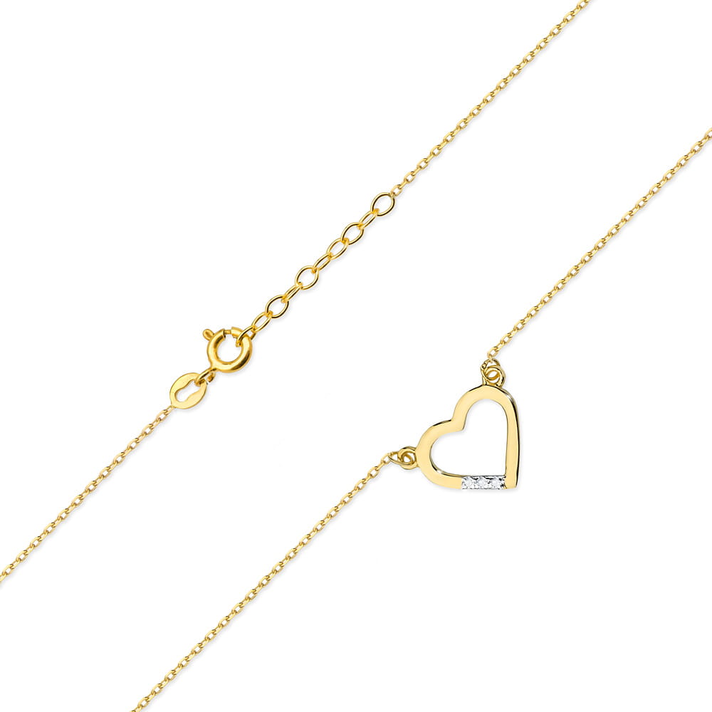 Złoty naszyjnik z serduszkiem z brylantami