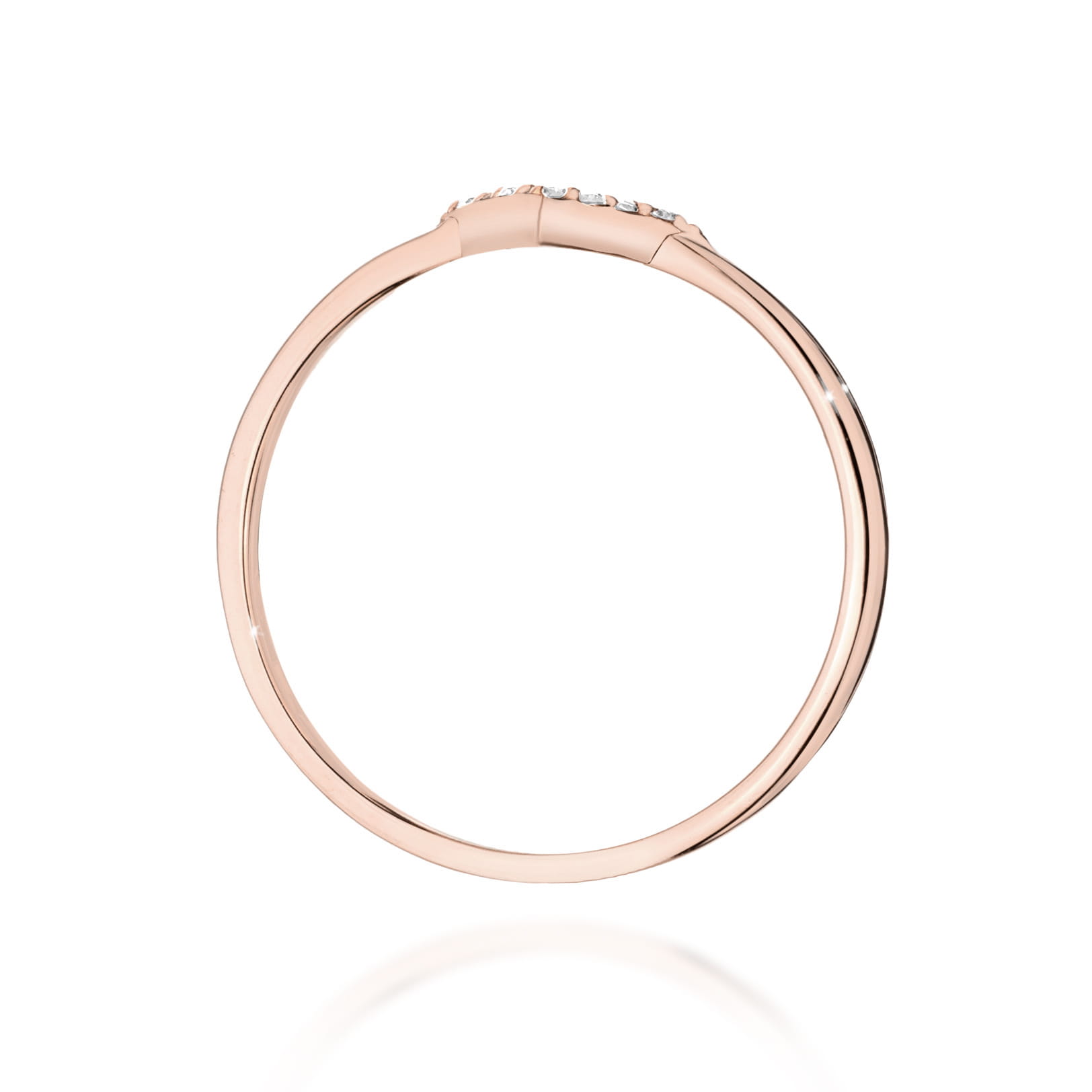 Minimalistyczny pierścionek z diamentami różowe złoto