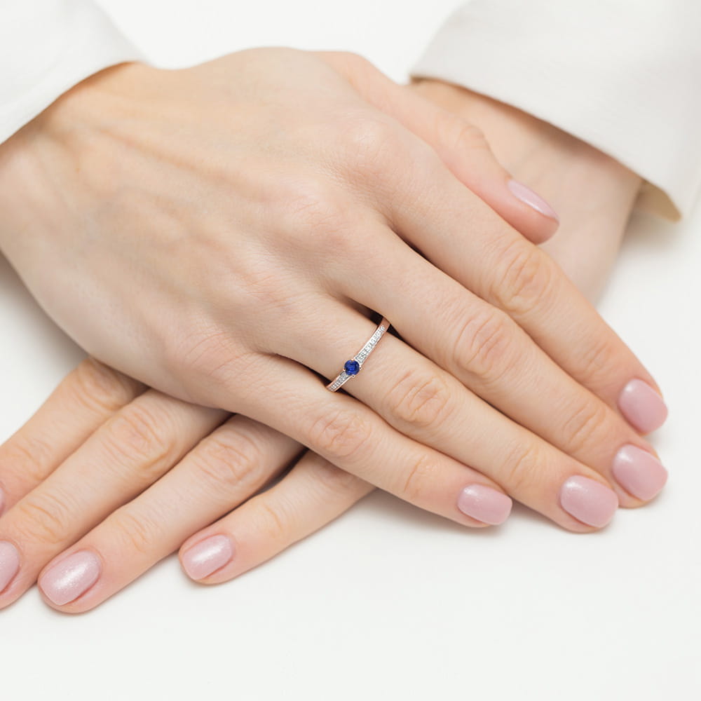 Pierścionek Szafir 0,15ct różowe złoto