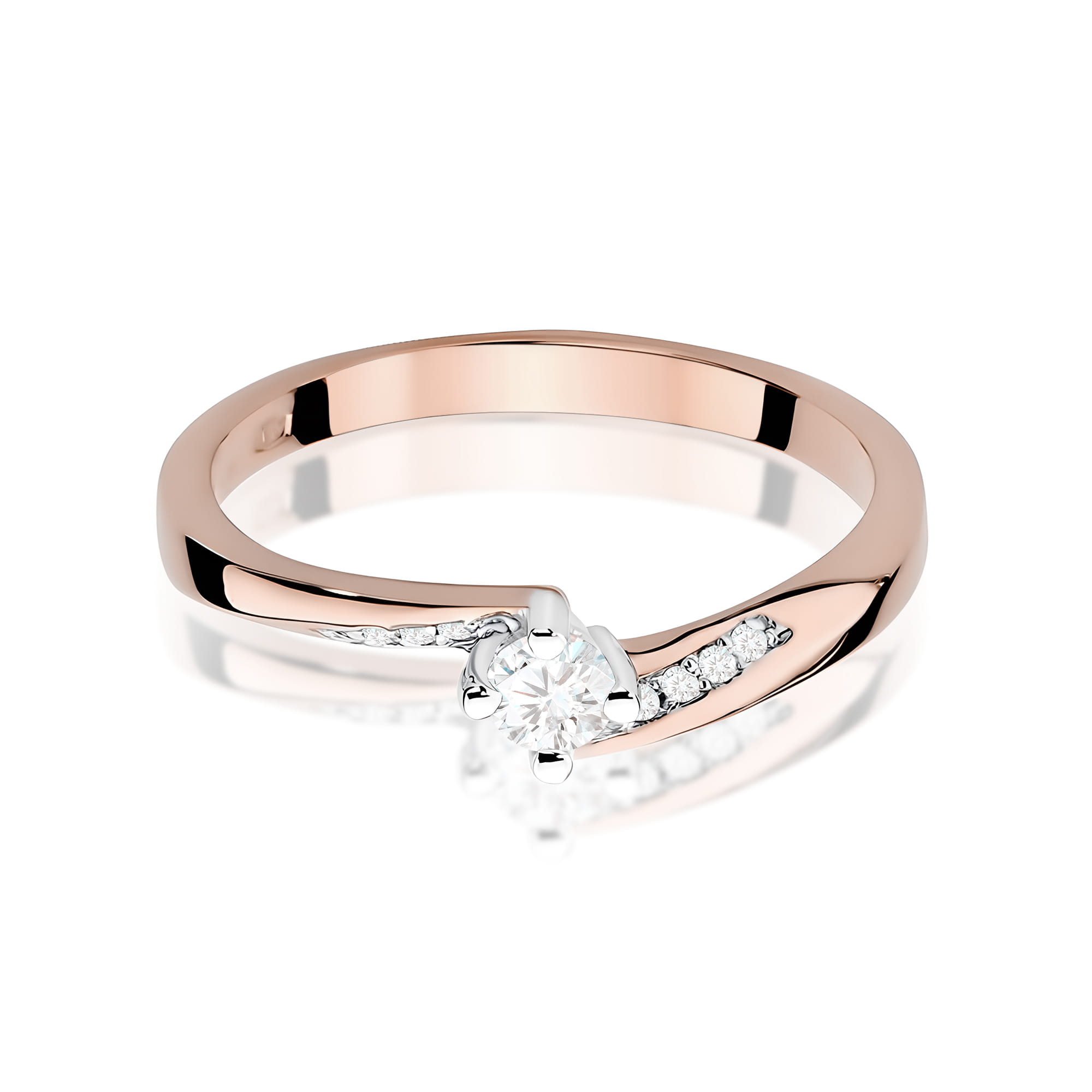  Subtelny pierścionek z brylantami 0,15ct różowe złoto