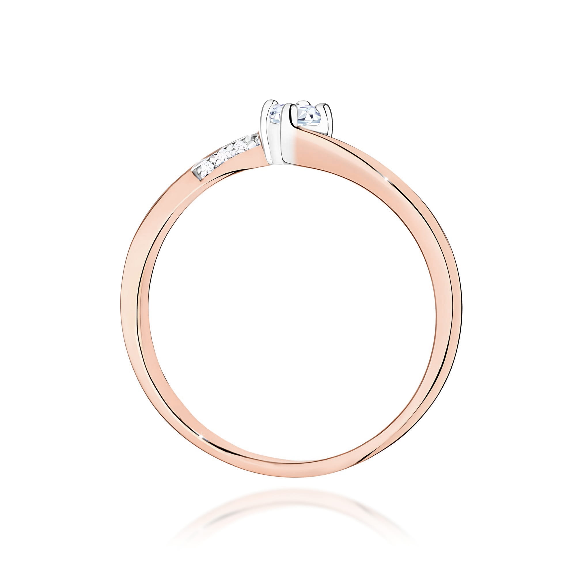  Subtelny pierścionek z brylantami 0,15ct różowe złoto