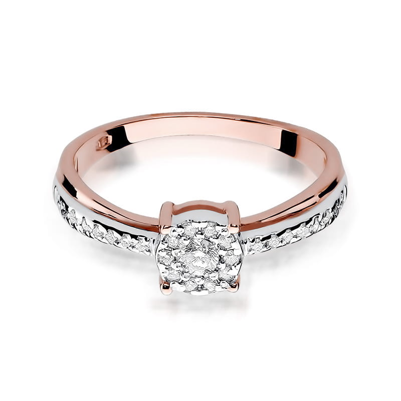 Pierścionek wysadzany brylantami z różowego złota
